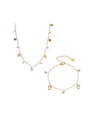 thumb Titanium Steel Imitation Pearl  Minimalist Heart Bracelet and Necklace Set 0