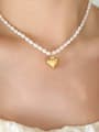 thumb Titanium Steel Freshwater Pearl Heart Vintage Necklace 1