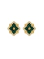 thumb Brass Cubic Zirconia Enamel Clover Hip Hop Stud Earring 0