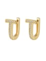 thumb Brass Cubic Zirconia Geometric Minimalist Stud Earring 0