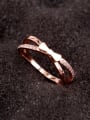 thumb Titanium Cubic Zirconia Bowknot Minimalist Band Ring 2