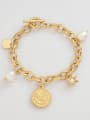 thumb Stainless steel Imitation Pearl Coin Trend Link Bracelet 0