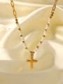 thumb Stainless steel Imitation Pearl Cross Vintage Necklace 2