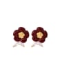 thumb Brass Enamel Flower Minimalist Stud Earring 0