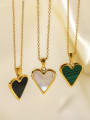 thumb Stainless steel Green Heart Trend Necklace 1