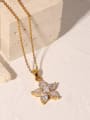 thumb Stainless steel Cubic Zirconia Flower Minimalist Necklace 0