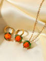 thumb Stainless steel Ceramic Trend  Glass beads Persimmon pendant Earring 1