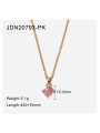 thumb Stainless steel Cubic Zirconia Pink Geometric Trend Necklace 4
