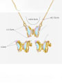 thumb Brass Glass Stone Minimalist Butterfly  Earring and Necklace Set 2