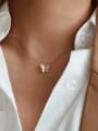 thumb Stainless steel Shell White Butterfly Dainty Necklace 1