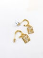 thumb Brass Cubic Zirconia Geometric  Letter Vintage Stud Earring 1