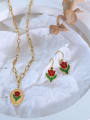 thumb Titanium 316L Stainless Steel Enamel Vintage Friut  Earring and Necklace Set with e-coated waterproof 2
