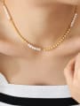 thumb Brass Freshwater Pearl Geometric Hip Hop Beaded Necklace 1