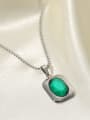 thumb Stainless steel Emerald Green Rectangle Trend Necklace 3