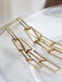 thumb Copper plated real gold earrings inlaid with pearl tassel simple geometric lock Earrings 2