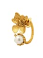 thumb Brass Imitation Pearl Flower Vintage Band Ring 0