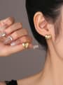 thumb Brass Cubic Zirconia Heart Dainty Stud Earring 1