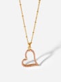 thumb Stainless steel Cubic Zirconia Pink Heart Dainty Necklace 0