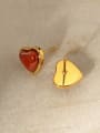 thumb Stainless steel Natural Stone Heart Vintage Stud Earring 2