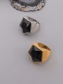 thumb Titanium 316L Stainless Steel Obsidian Geometric Vintage Band Ring with e-coated waterproof 2