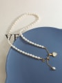 thumb Titanium Steel Freshwater Pearl Heart Vintage Necklace 2