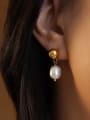 thumb Titanium 316L Stainless Steel Imitation Pearl Geometric Ethnic Drop Earring with e-coated waterproof 1
