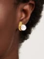 thumb Stainless steel Imitation Pearl Irregular Vintage Stud Earring 1