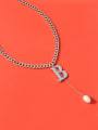 thumb Titanium 316L Stainless Steel Imitation Pearl Tassel  Letter B Vintage Necklace with e-coated waterproof 2