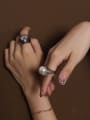 thumb Titanium 316L Stainless Steel Imitation Pearl Geometric Vintage Band Ring with e-coated waterproof 1