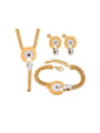 thumb Titanium Steel Rhinestone Hip Hop Geometric Earring Bracelet and Necklace Set 0