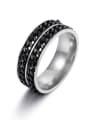 thumb Stainless steel Irregular Hip Hop Double Chain Turning Men's Ring 2