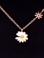 thumb Titanium Enamel Flower Minimalist Necklace 1