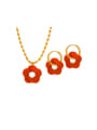 thumb Brass Resin Flower Minimalist  Earring and Necklace Set 0