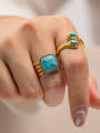 thumb Stainless steel Turquoise Geometric Hip Hop Band Ring 1