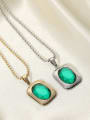 thumb Stainless steel Emerald Green Rectangle Trend Necklace 1