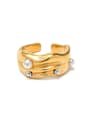 thumb Stainless steel Imitation Pearl Geometric Vintage Band Ring 0