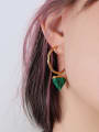 thumb Titanium Steel Turquoise Triangle Minimalist Huggie Earring 1