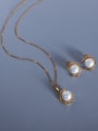 thumb Stainless steel Imitation Pearl  Vintage Geometric Earring and Necklace Set with e-coated waterproof 0