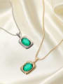 thumb Stainless steel Emerald Green Rectangle Trend Necklace 2