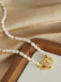 thumb Brass Cubic Zirconia Flower Dainty Beaded Necklace 1