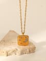 thumb Stainless steel Rhinestone Vintage  square Pendant Necklace 0