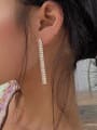 thumb Stainless steel Cubic Zirconia Tassel Trend Threader Earring 1
