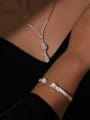 thumb Titanium Steel Cubic Zirconia Hip Hop Heart  Bracelet and Necklace Set 1