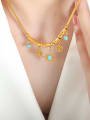 thumb Trend Tassel Titanium Steel Turquoise Bracelet and Necklace Set 1