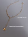 thumb Titanium 316L Stainless Steel Tassel Minimalist Heart Lariat Necklace with e-coated waterproof 2