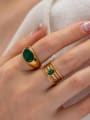 thumb Stainless steel Jade Geometric Trend Band Ring 1