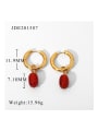 thumb Stainless steel Agate Red Water droplet Vintage Huggie Earring 4