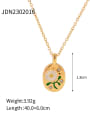 thumb Stainless steel Cubic Zirconia Enamel Flower Trend Necklace 2