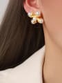 thumb Brass Imitation Pearl Flower Trend Stud Earring 1