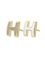 thumb Brass Cubic Zirconia Irregular Minimalist Stud Earring 2